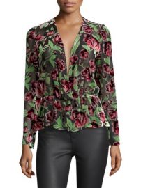 THE KOOPLES - ROSE VELVET BURNOUT BLOUSE at Saks Fifth Avenue